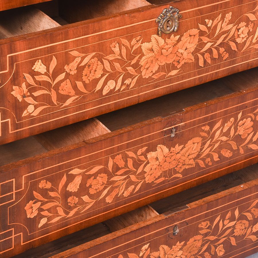 Antique Dutch Marquetry Secretaire Cabinet