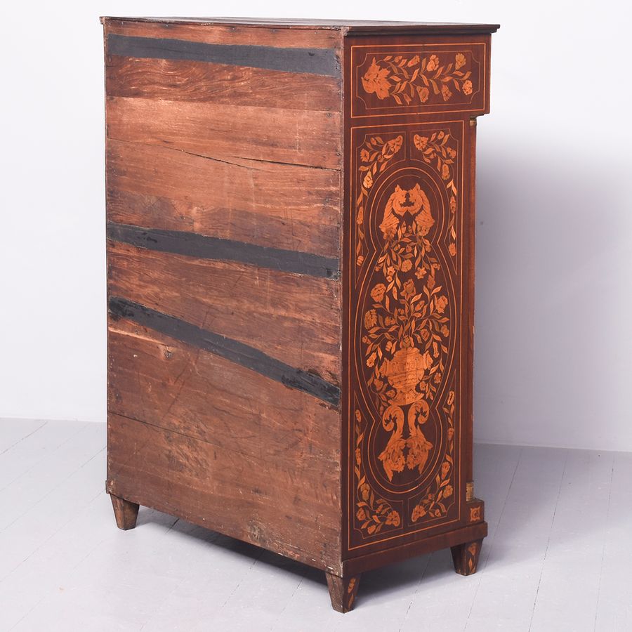 Antique Dutch Marquetry Secretaire Cabinet