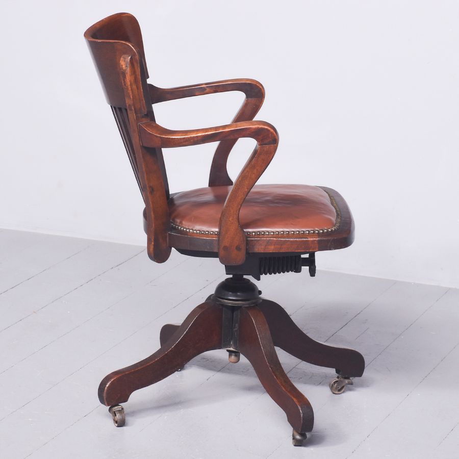 Antique Revolving and Reclining Walnut Desk Chair