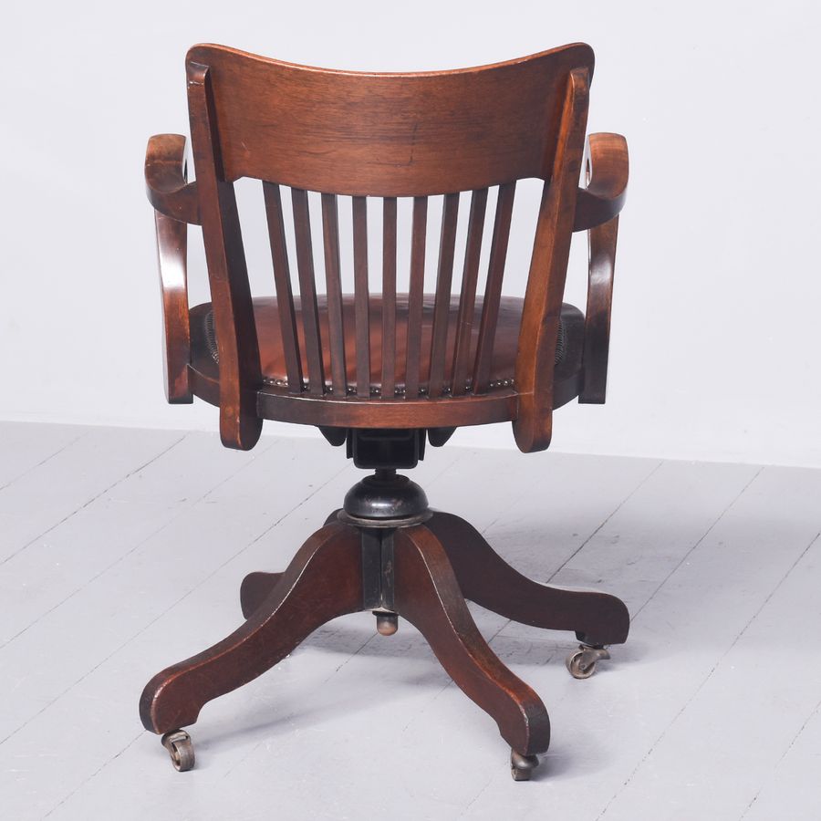 Antique Revolving and Reclining Walnut Desk Chair