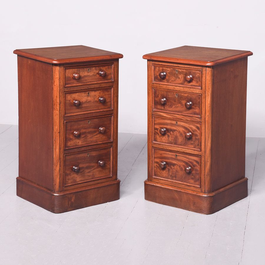 Pair of Small Victorian Figured Mahogany Chest of Drawers or Bedside Lockers