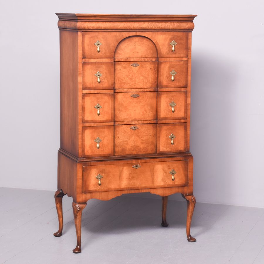 George II Style Burr Walnut Chest on Stand