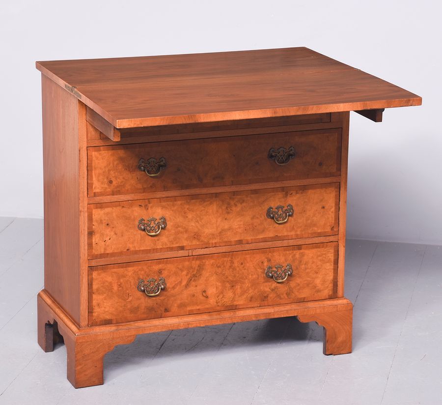 Antique George III Style Burr Walnut Bachelor Chest