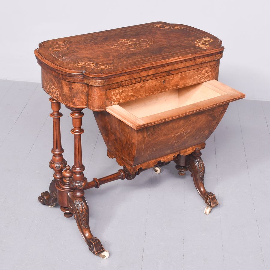 Antique Mid-Victorian Burr-Walnut Games Table