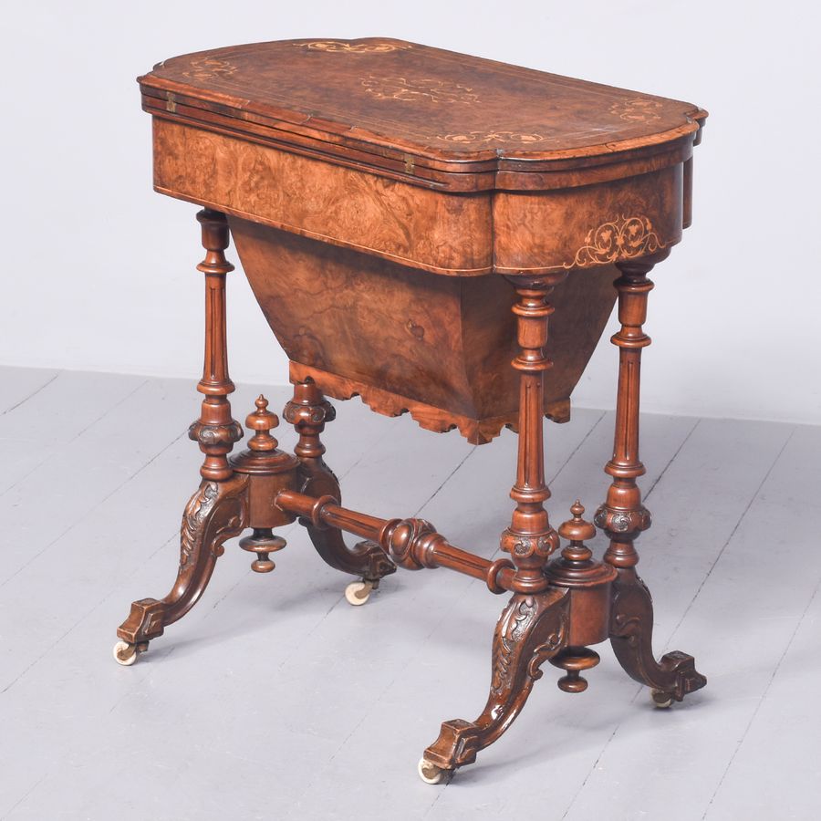 Antique Mid-Victorian Burr-Walnut Games Table