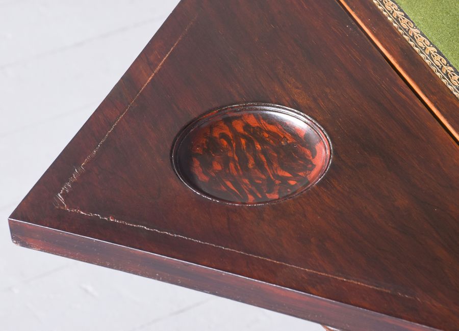 Antique Outstanding Quality Inlaid Rosewood Envelope Card Table