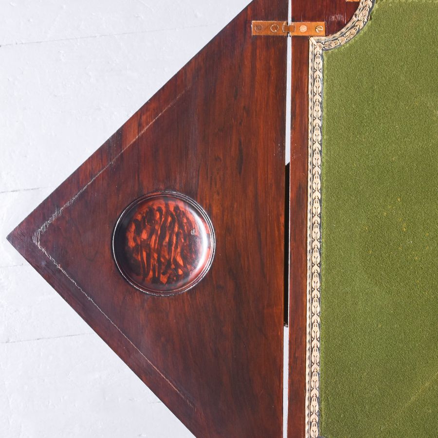 Antique Outstanding Quality Inlaid Rosewood Envelope Card Table