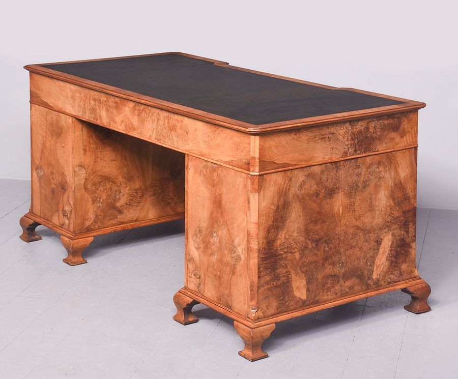 Antique Quality Burr-Walnut George II Pedestal Desk