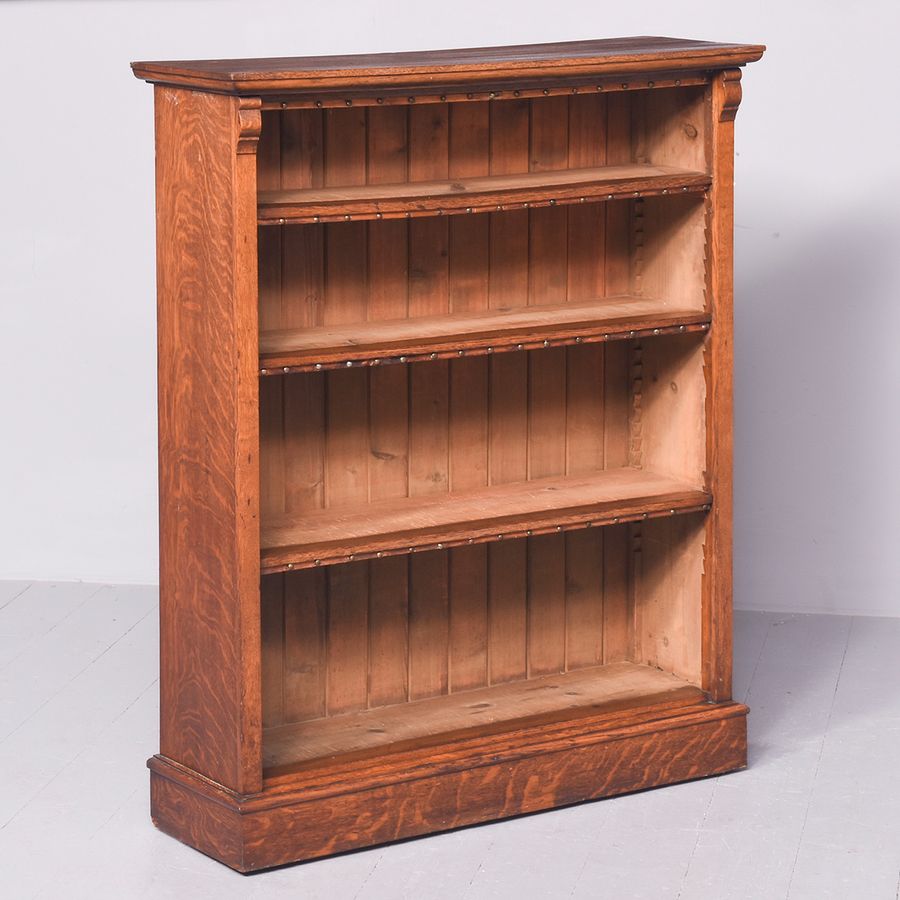 Antique Edwardian Oak Open Bookcase