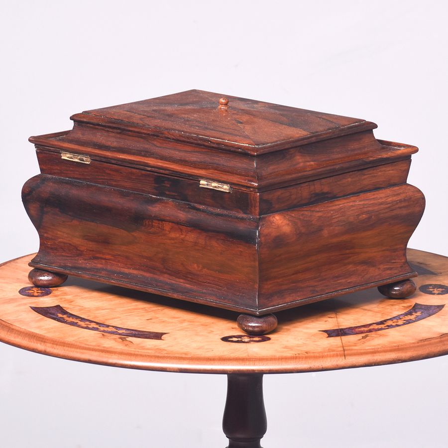 Antique William IV Sarcophagus-Shaped Rosewood Jewellery Box