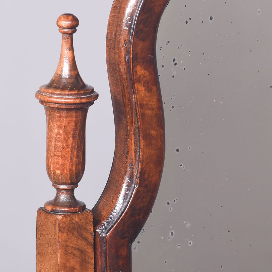 Antique Attractive Neat-Sized Burr Walnut Georgian-Style Cheval Mirror