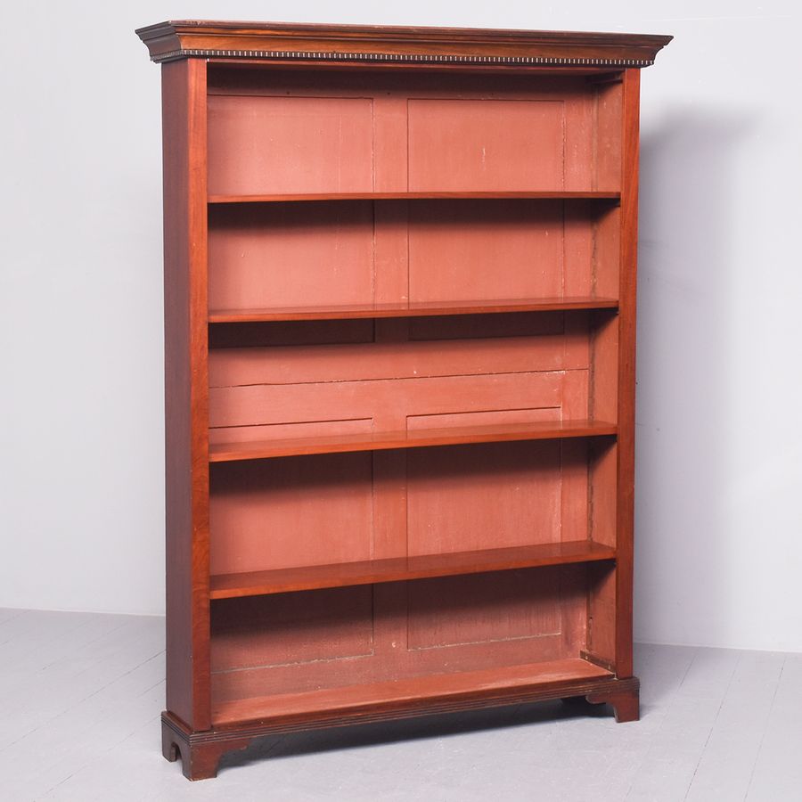 Antique Georgian Style Tall Mahogany Open Bookcase 