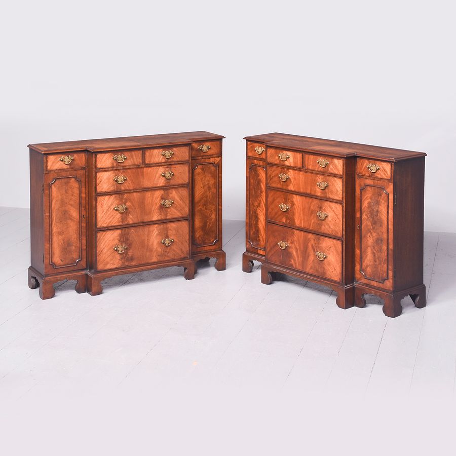 Pair of Mahogany Breakfront Side Cabinets