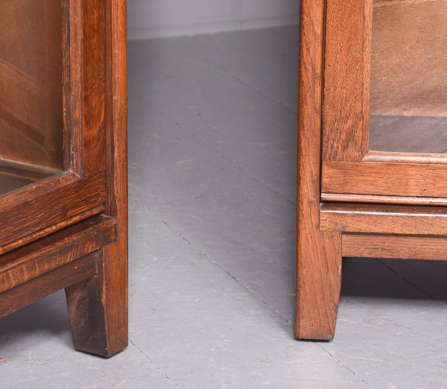 Antique Pair of Oak 4 Door Sectional Bookcases by Gunn in Pristine Condition