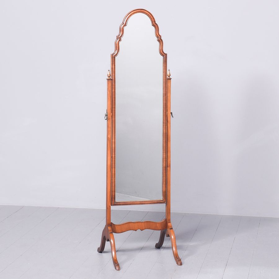 Pair Walnut Cheval Mirror of Desirable Proportions