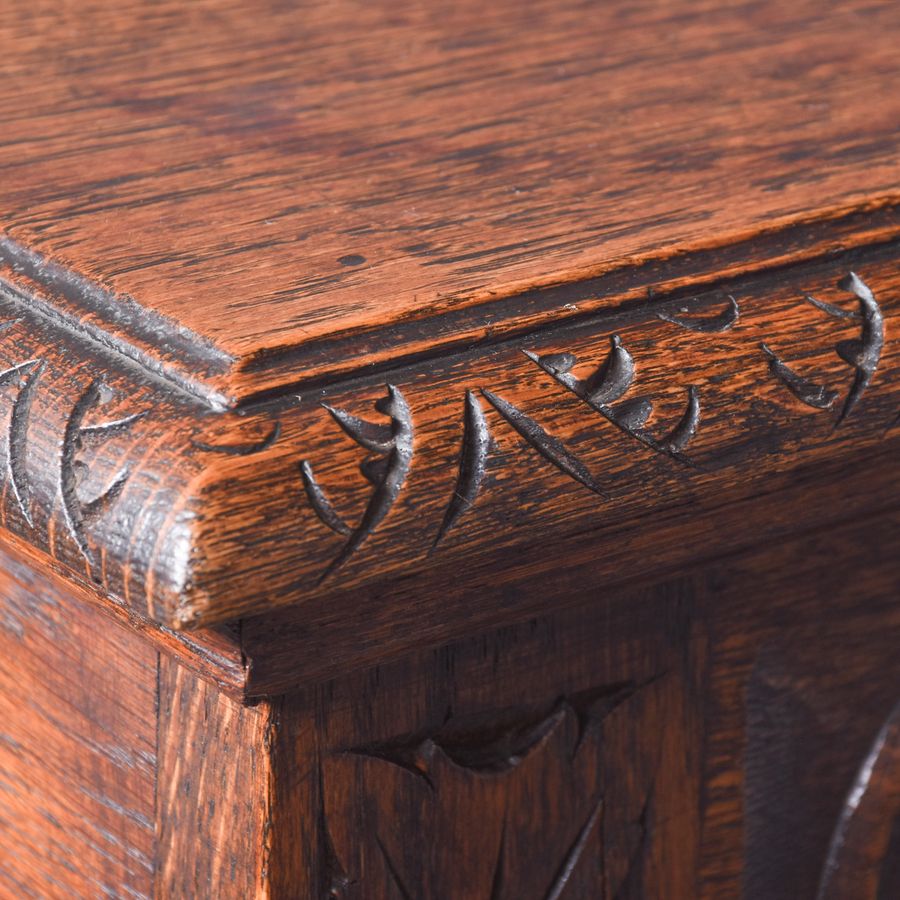 Antique Carved Oak Open Bookcase