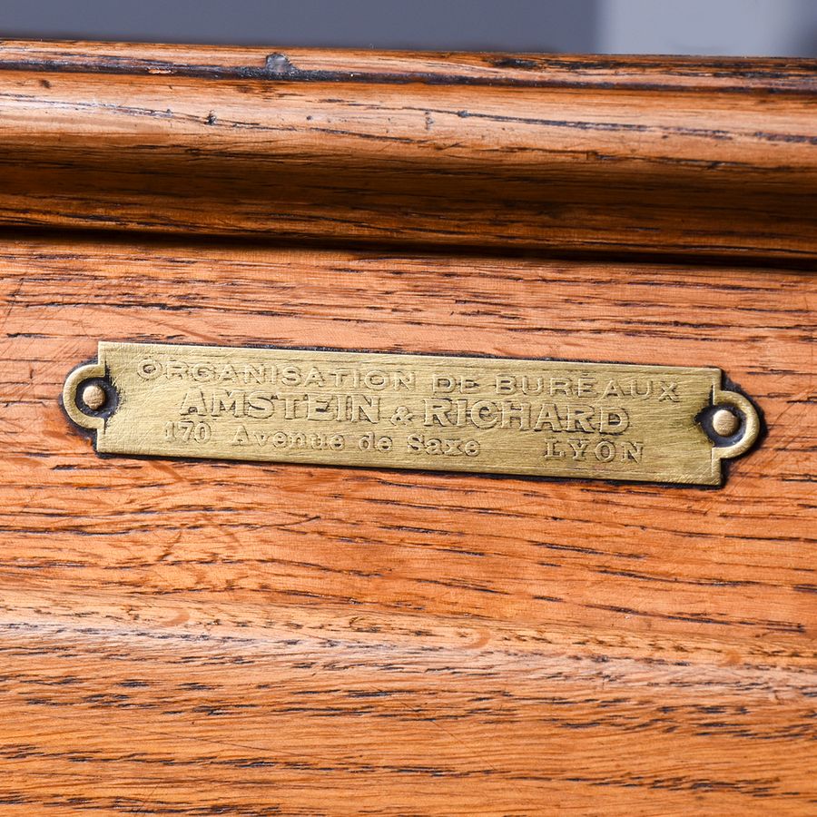 Antique French Oak 4 Drawer Filing Cabinet