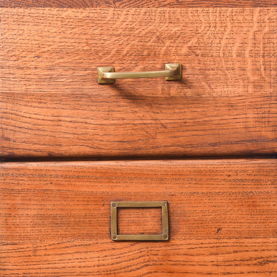 Antique French Oak 4 Drawer Filing Cabinet