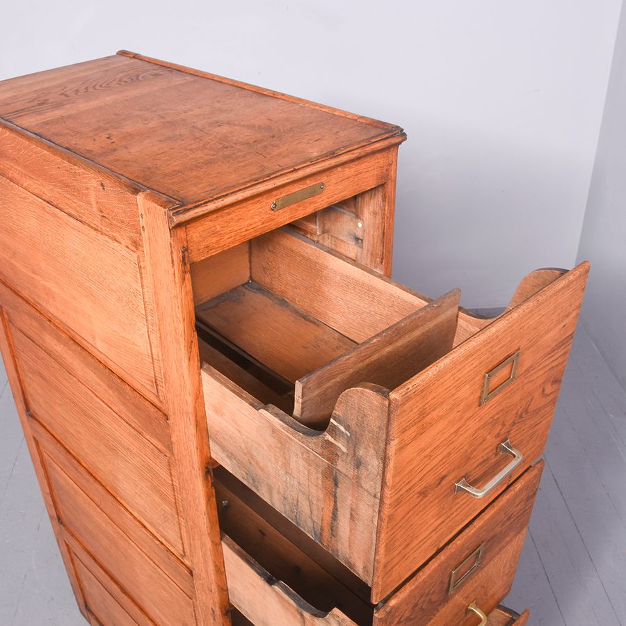 Antique French Oak 4 Drawer Filing Cabinet