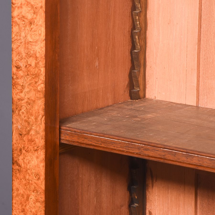 Antique Pair of Victorian Burr-Walnut Open Bookcases