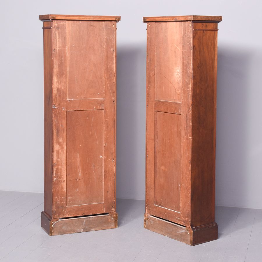 Antique Pair of Victorian Burr-Walnut Open Bookcases