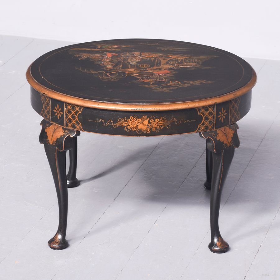 Antique Circular Coffee Table in the Chinoiserie Style