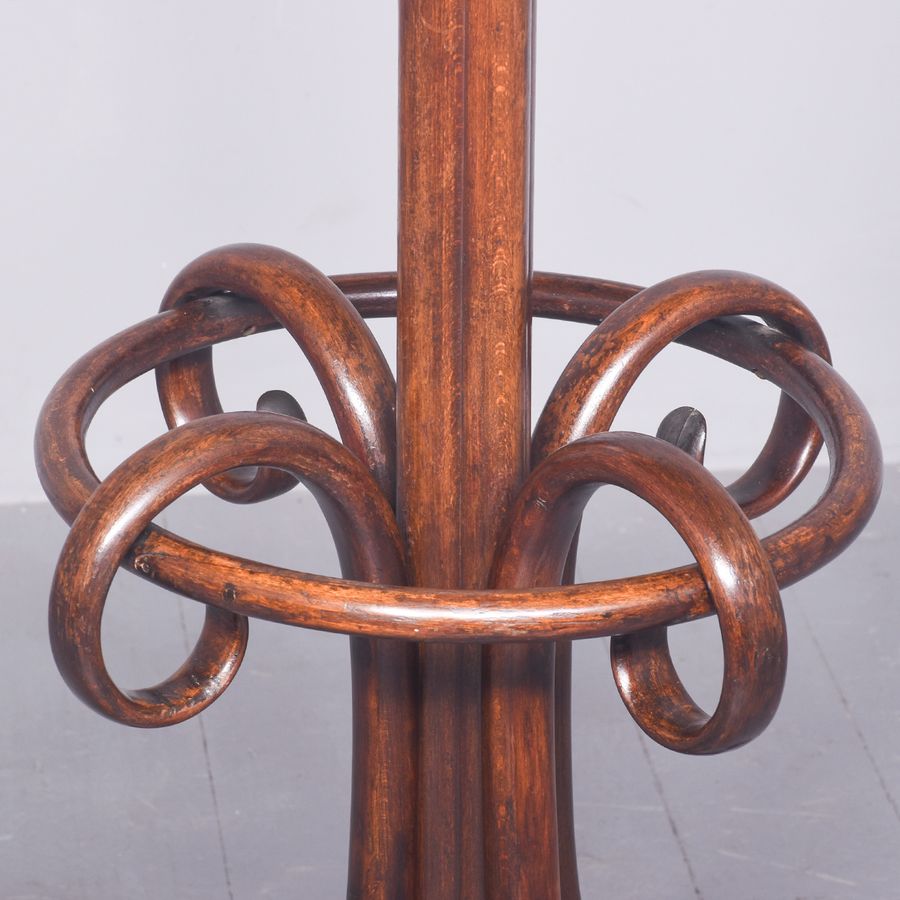 Antique Original Thonet Freestanding Bentwood Hallstand with Cluster Column Stem