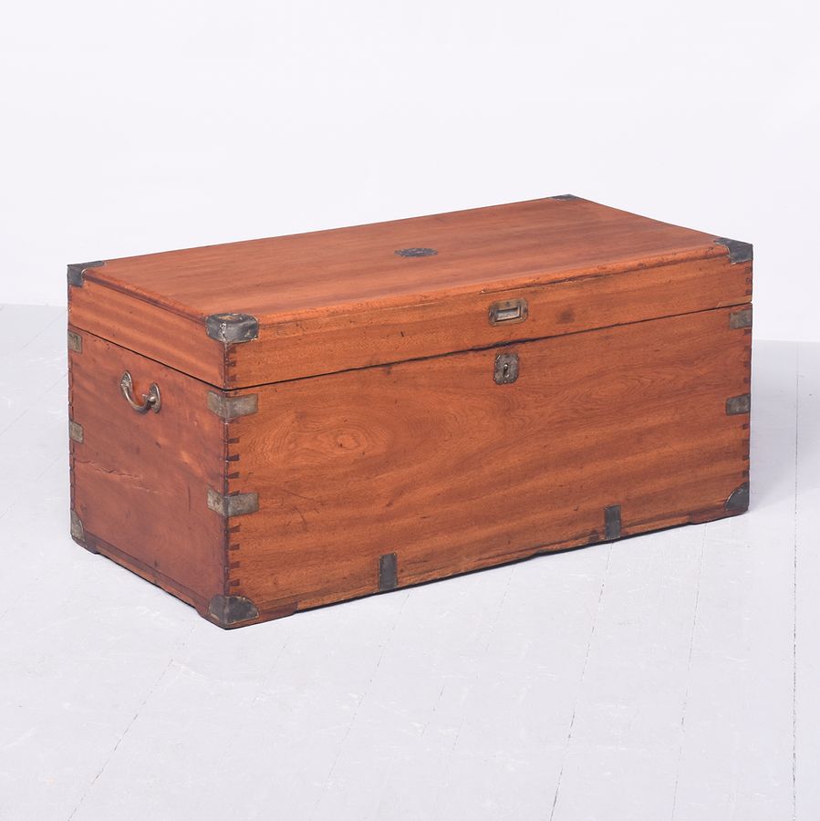 Quality Victorian Brass-Bound Camphor Military Trunk