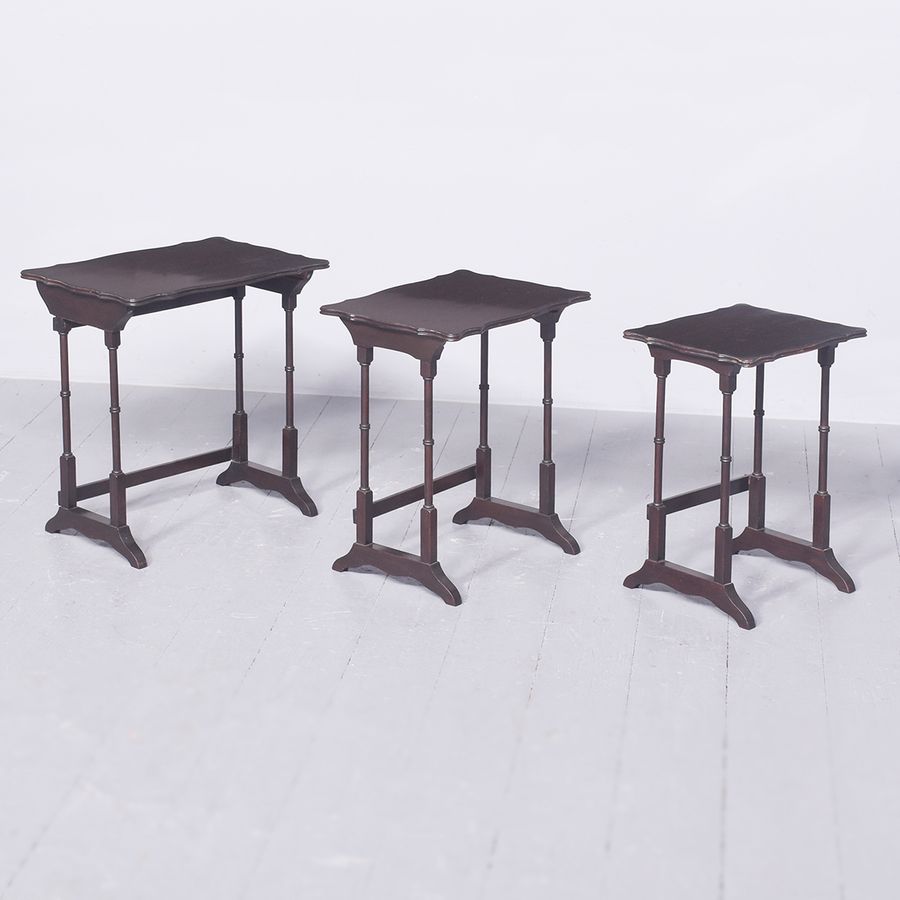 Antique An Attractive Solid Mahogany Georgian-Style Nest of Three Tables