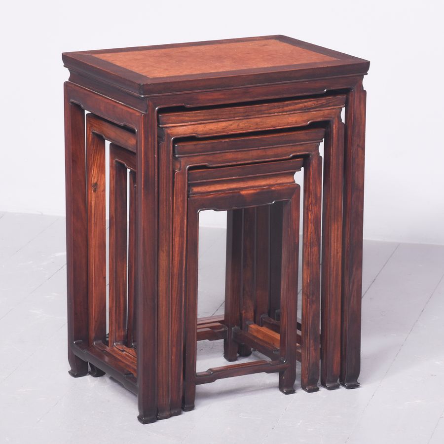 Antique Quartetto of Qing Dynasty Huanghuali and Root Wood Tables