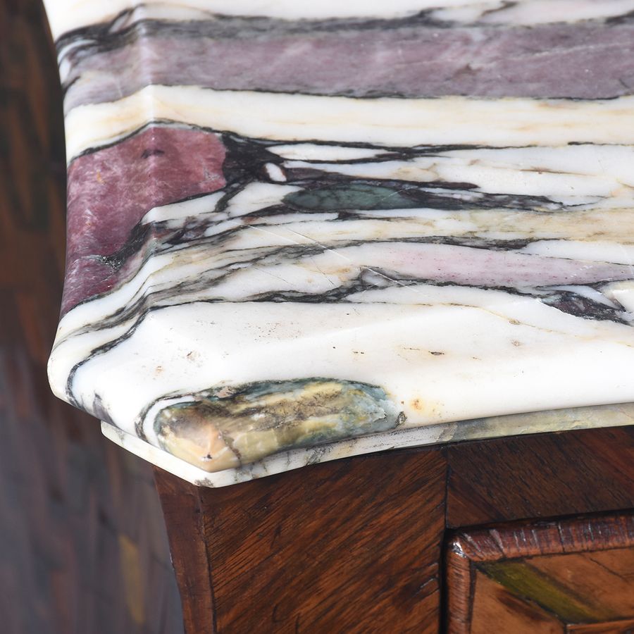 Antique Exceptional French Marble-Top Commod with Original Serpentine Front Breccia Marble Top