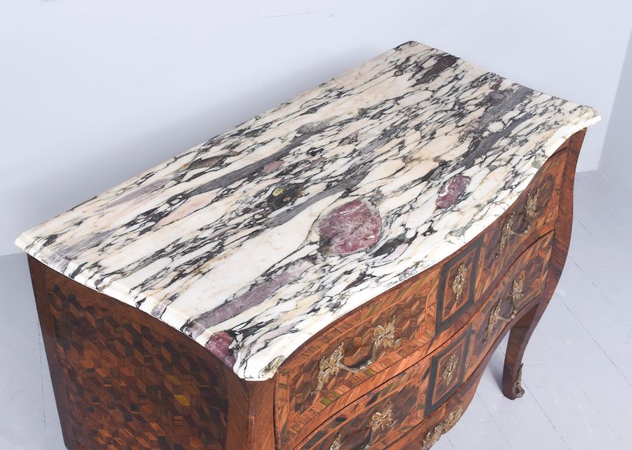 Antique Exceptional French Marble-Top Commod with Original Serpentine Front Breccia Marble Top