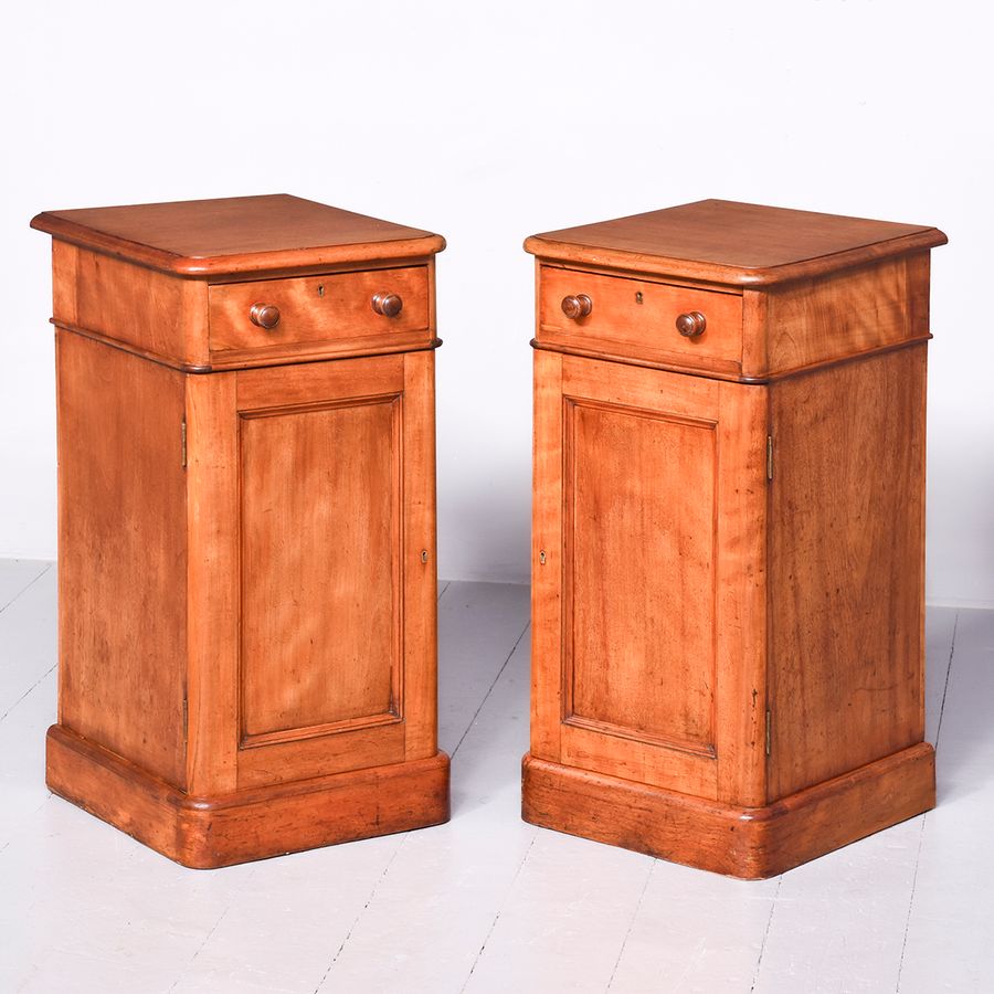 Pair of Victorian Satin Birch Bedside Lockers