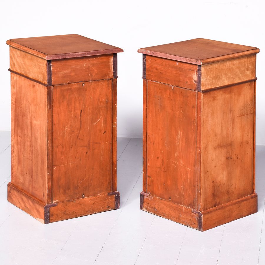 Antique Pair of Victorian Satin Birch Bedside Lockers