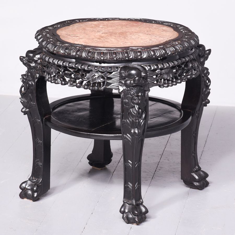 Qing Period, Large Marble-Inset Hardwood Chinese Plantstand