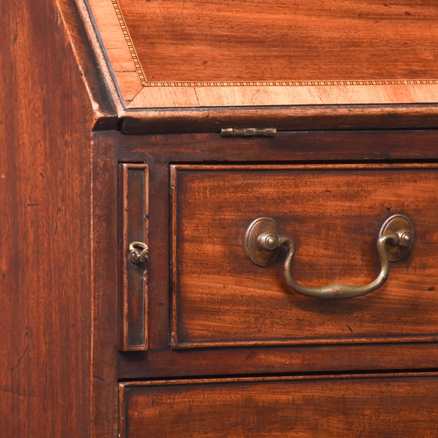 Antique Fine George III Inlaid Mahogany Bureau Bookcase in Excellent Condition