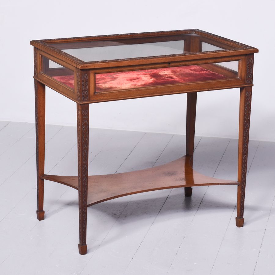 Late Victorian Mahogany Glazed Top Bijouterie Table in The Chinese Chippendale Style