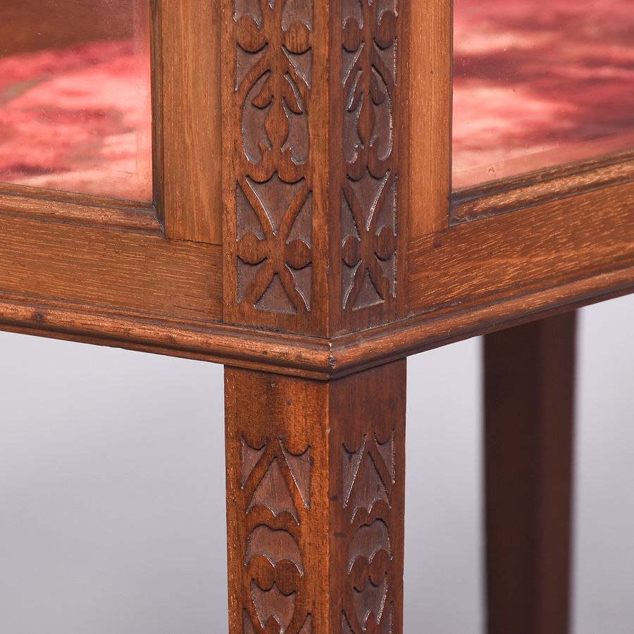 Antique Late Victorian Mahogany Glazed Top Bijouterie Table in The Chinese Chippendale Style