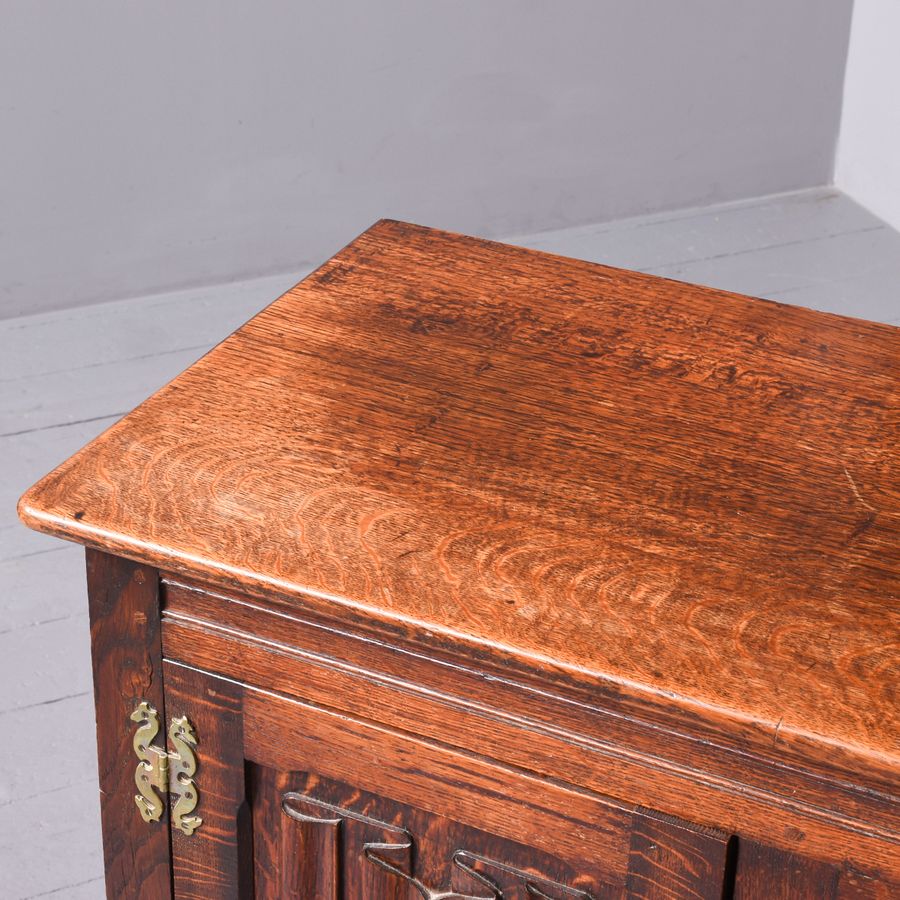 Antique Neat Sized Solid Oak Jacobean Style Dresser