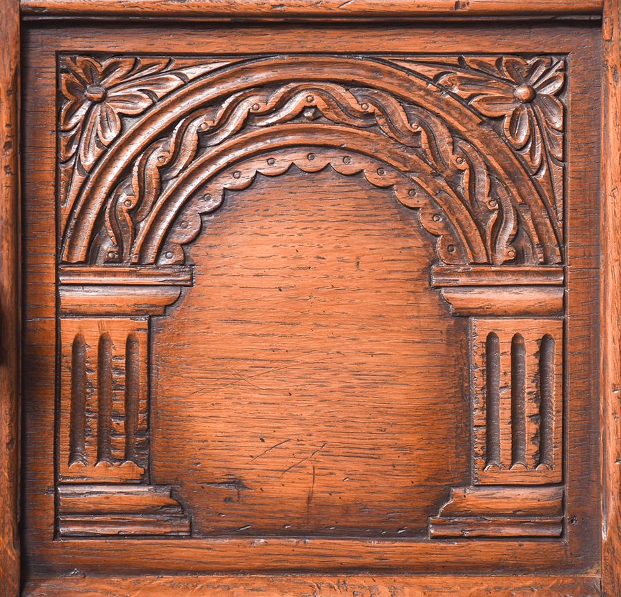 Antique Solid Oak Jacobean-Style Neat-Sized Oak Cupboard