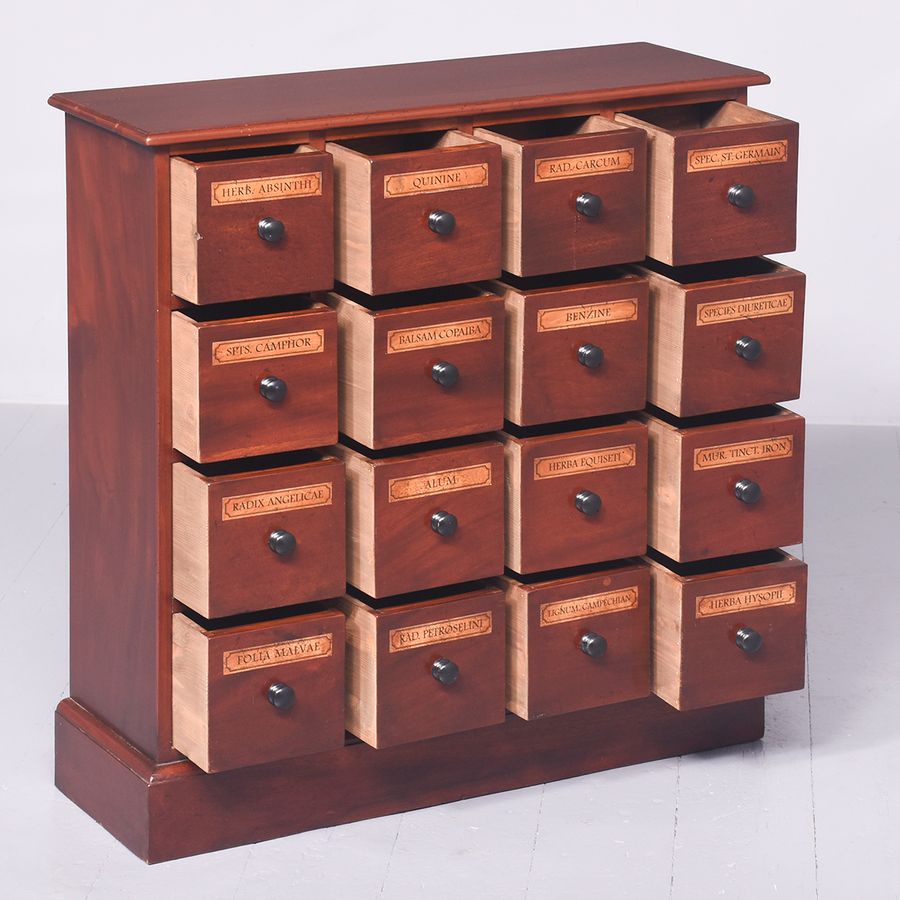 Antique Victorian-Style, Mahogany Chest of Apothecary Drawers Handmade from Reclaimed Antique Wood