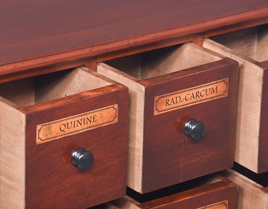 Antique Victorian-Style, Mahogany Chest of Apothecary Drawers Handmade from Reclaimed Antique Wood