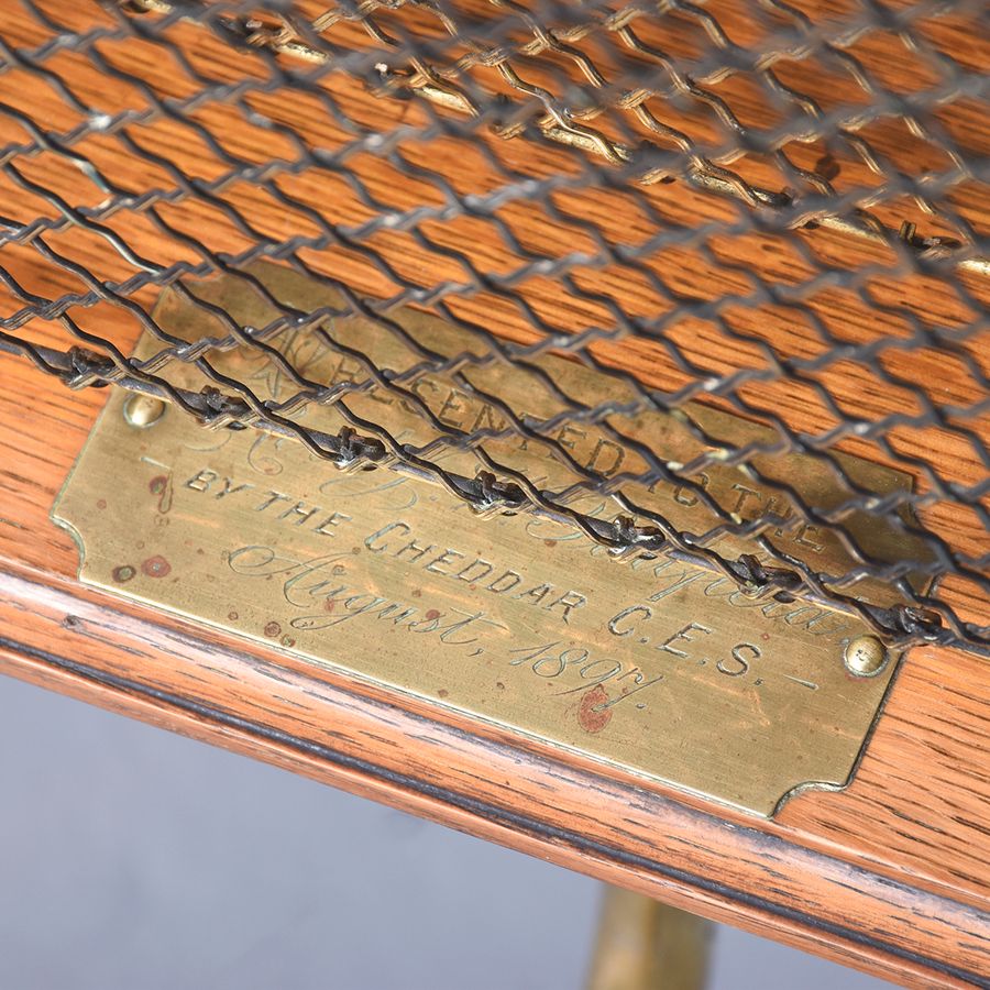 Antique Stylish Oak and Brass Magazine Rack Stamped (W T & S) William Tonk and Sons