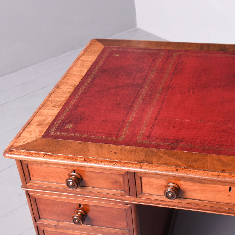 Antique Quality Mahogany Smaller Sized Victorian Partners Desk