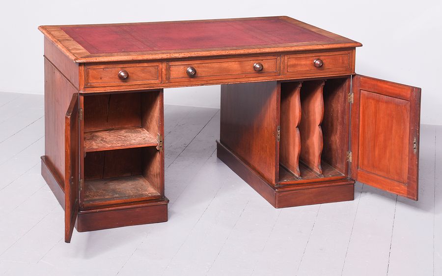 Antique Quality Mahogany Smaller Sized Victorian Partners Desk