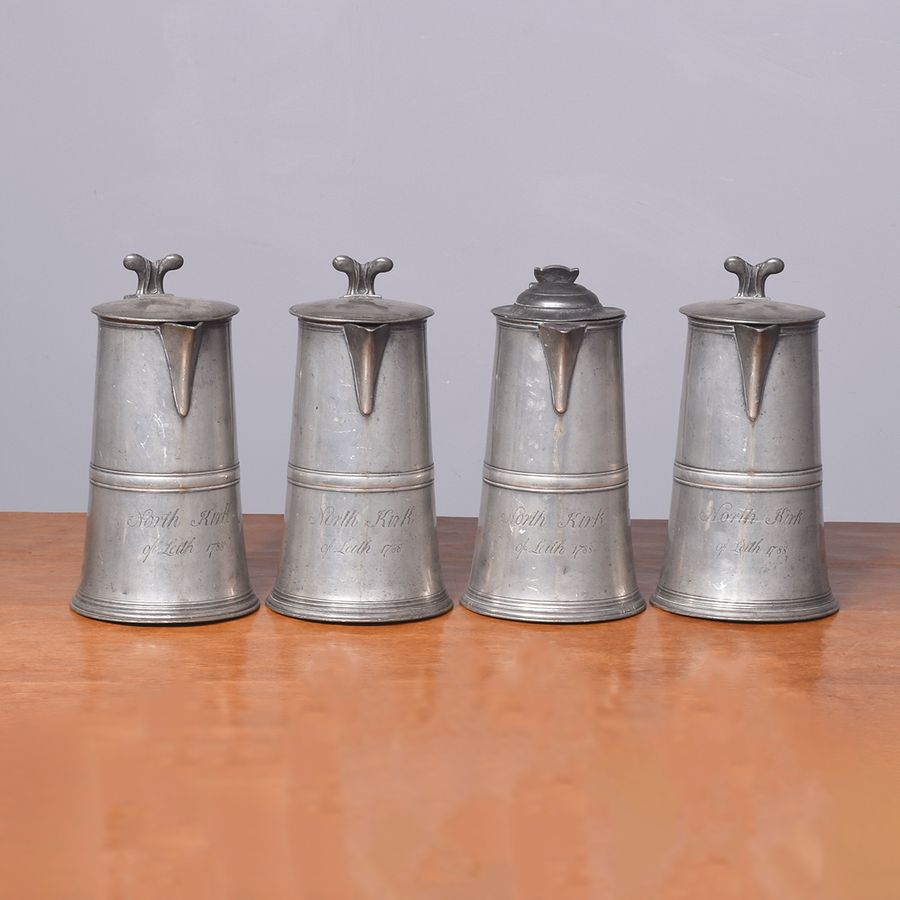 Antique Seven Large Pewter Flagons