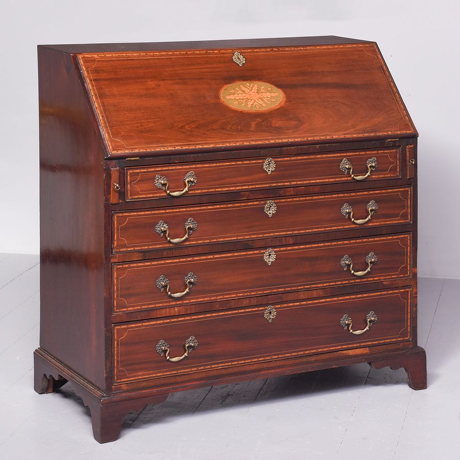 Quality Inlaid Mahogany George III Bureau