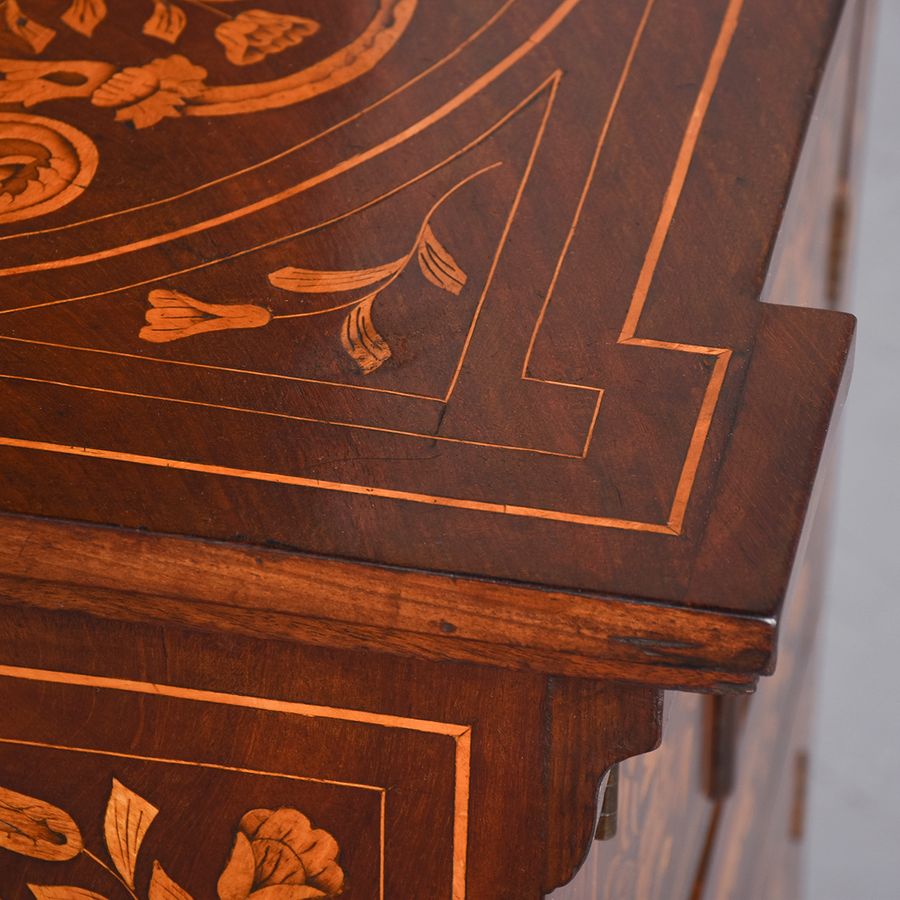 Antique Quality 19th Century Dutch Marquetry Inlaid Mahogany Cabinet 