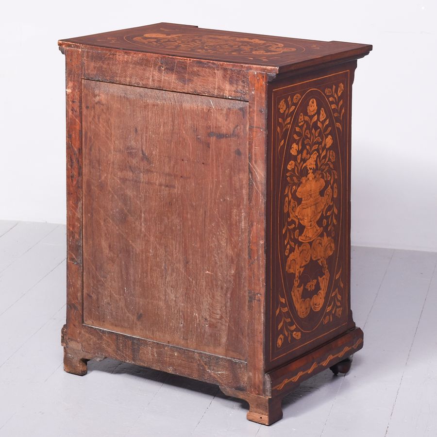 Antique Quality 19th Century Dutch Marquetry Inlaid Mahogany Cabinet 