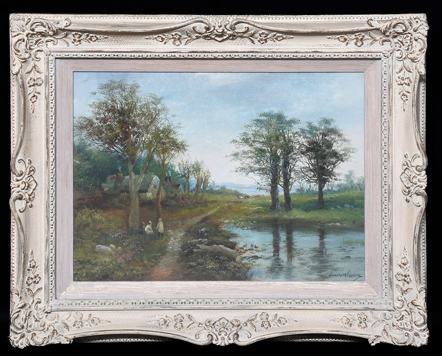 Antique Pair of Framed Oil Paintings by James Wallace, 1872– 1911 a Scottish Artist